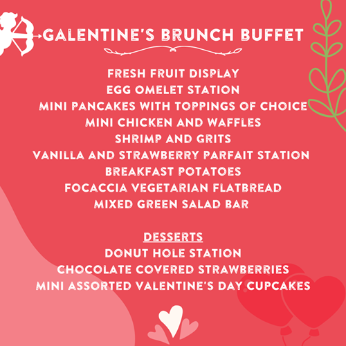 Galentines Day Drag Brunch Buffet Menu